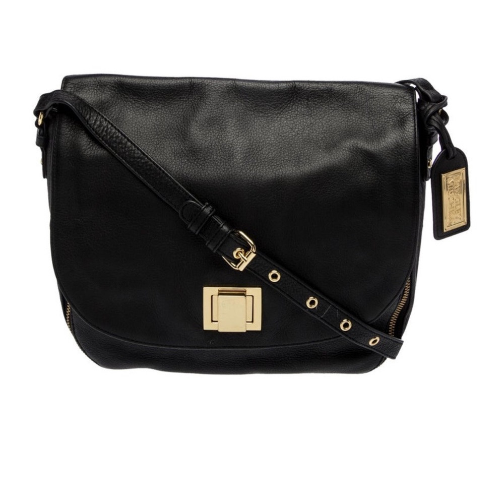 SOLD LIVE! Vintage Badgley Mischka Black Leather Shoulder Bag